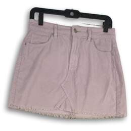 Pacsun Womens Lavender Corduroy Flat Front 5-Pocket Design Mini Skirt Size 26