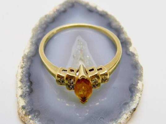 Romantic 10k Yellow Gold Diamond Accent & Marquise Cut Citrine Ring 2.2g image number 1