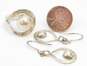 ATI & Artisan 925 Modernist Dome & Loop Teardrop Drop Earrings & Matching Chunky Band Ring 10.9g image number 4