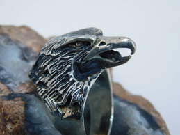 Men's Sterling Silver Moissanite Eagle Head & Black Enamel Triangle Rings 27.5g alternative image