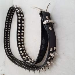 Wide Spiked Design Leather Belt alternative image