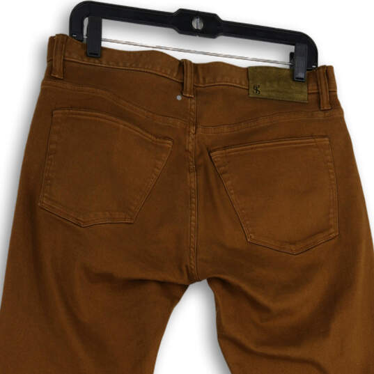 Mens Brown Denim Dark Wash 5-Pocket Design Straight Leg Jeans Size 31x32 image number 4