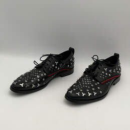 Mens Black Leather Studded Round Toe Lace-Up Oxford Dress Shoes Size 8.5 alternative image