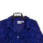 Womens Blue Abstract Velvet 3/4 Sleeve Button Front Blouse Top Size 2 image number 3