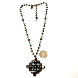Designer Liz Palacios Gold-Tone Chain Beaded Crystal Stone Pendant Necklace alternative image