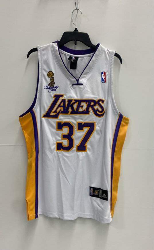 Adidas Men's L.A. Lakers White Jersey Signed by Ron Artest Sz. L image number 1