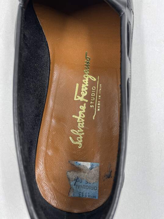 Authentic Salvatore Ferragamo Black Tassel Loafers M 6.5EE image number 8