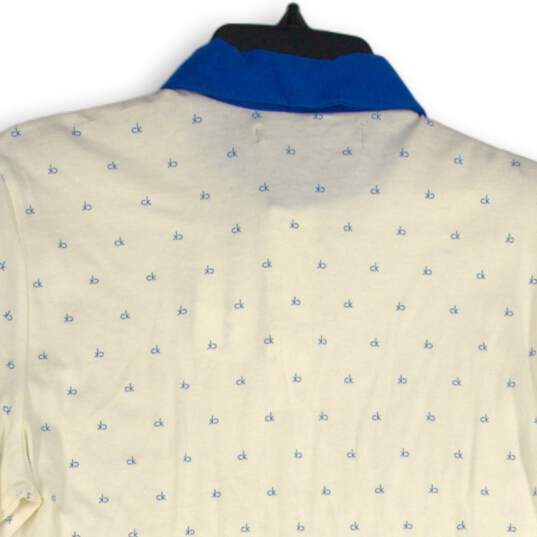 Calvin Klein Jeans Womens White Blue Signature Print Polo Shirt Size Small image number 4