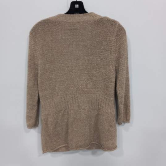 Eddie Bauer Women's Beige One Button Wool Blend Cardigan Sweater Size L image number 3