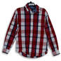 Mens Multicolor Plaid Pocket Collared Long Sleeve Button-Up Shirt Size S image number 1