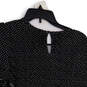 NWT Womens Black White Dotted Keyhole Back Ruffle Sleeve Blouse Top Size L image number 4