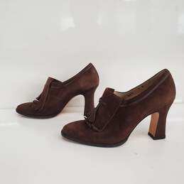 Ferragamo Brown Suede Heeled Loafers Size 6B