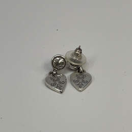 Designer Brighton Silver-Tone Etched Hanging Heart Dangle Earrings alternative image
