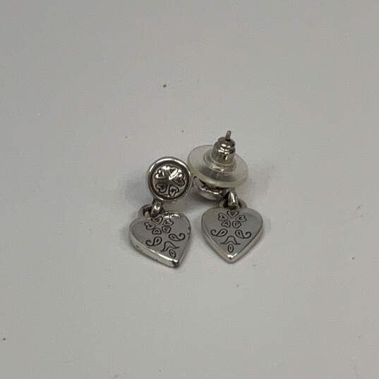 Designer Brighton Silver-Tone Etched Hanging Heart Dangle Earrings image number 2