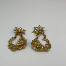 Designer Kirks Folly Gold-Tone Rhinestones Clip On Star Dangle Earrings alternative image