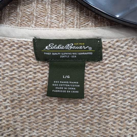 Eddie Bauer Women's Beige One Button Wool Blend Cardigan Sweater Size L image number 2