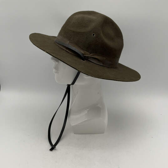 Mens Brown Wool Round Brim Hat Band Creases Adjustable Western Cowboy Hat image number 5