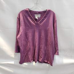 Joseph A Purple Pullover V-Neck Top Women's Size 2X