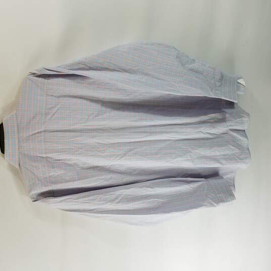 Michael Kors Mens Blue Plaid Dress Shirt XL image number 2