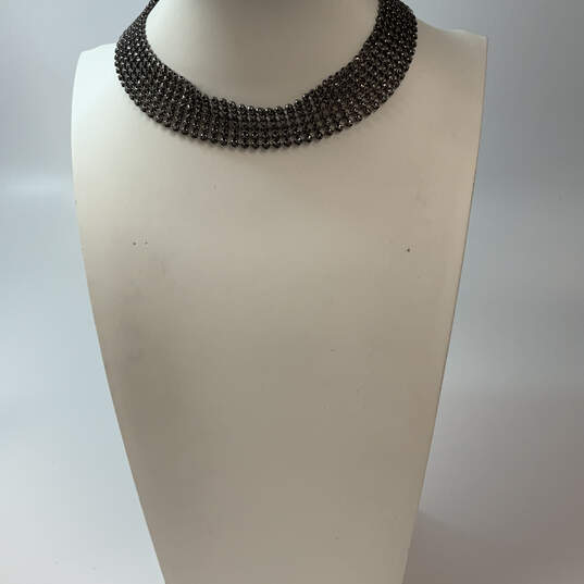 Designer Givenchy Silver-Tone Fashionable Link Chain Beaded Choker Necklace image number 1