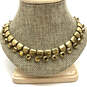 Designer J. Crew Gold-Tone Metallic Gold Rhinestone Fashion Chain Necklace image number 1
