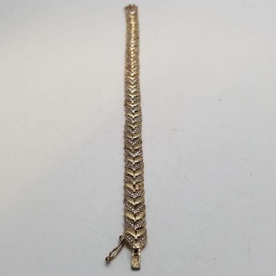 FAS Sterling Silver Diamond Leaf Link 7.5in Bracelet 18.6g image number 4