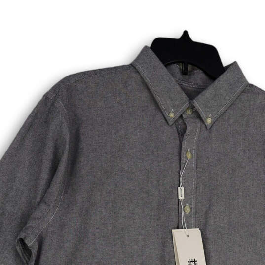 NWT Mens Gray Regular Fit Long Sleeve Collared Button-Up Shirt Size Medium image number 3