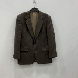 Oscar de la Renta Mens Brown Single Breasted Two Button Blazer Suit Jacket Sz 42