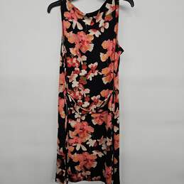 Black/Pink Floral Dress with Tie alternative image