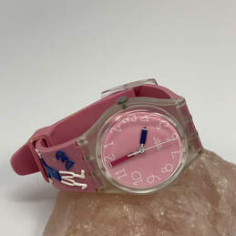 Designer Swatch Pink Round Dial Adjustable Strap Analog Wristwatch