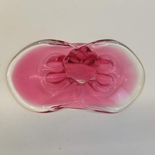 Art Glass Hand Crafted Table Top Centerpiece Pink Art Vase image number 2