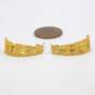14K Yellow Gold Rustic Textured J Hoop Post Earrings 4.5g image number 5