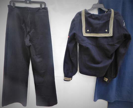 Vintage Wool Navy Dress Uniform Size Mens 42L Jacket & 33R Laced Back image number 2