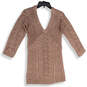 NWT Womens Mauve Sequin V-Neck 3/4 Sleeve Short Length Sweater Dress Size M image number 2