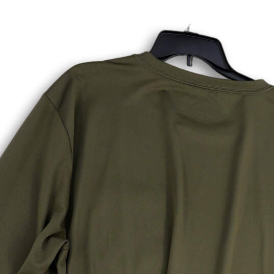 Mens Green Long Sleeve Crew Neck Front Pocket Pullover T-Shirt Size 3XL image number 4
