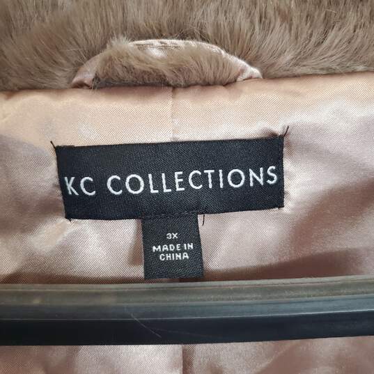 KC Collections Women Faux Fur Brown Coat 3X image number 4
