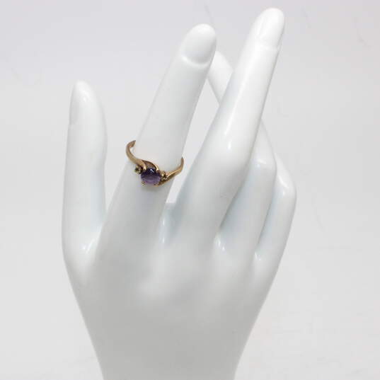 10K Yellow Gold Purple Sapphire CZ Accent Ring Size 5.75 - 2.1g image number 1