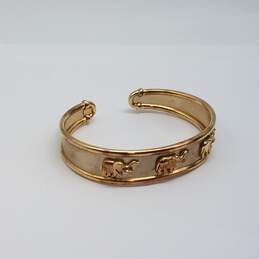14k Gold Three Elephant Cuff Bracelet 14.7g