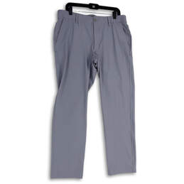 Mens Gray Flat Front Slash Pocket Straight Leg Chino Pants Size 36X32