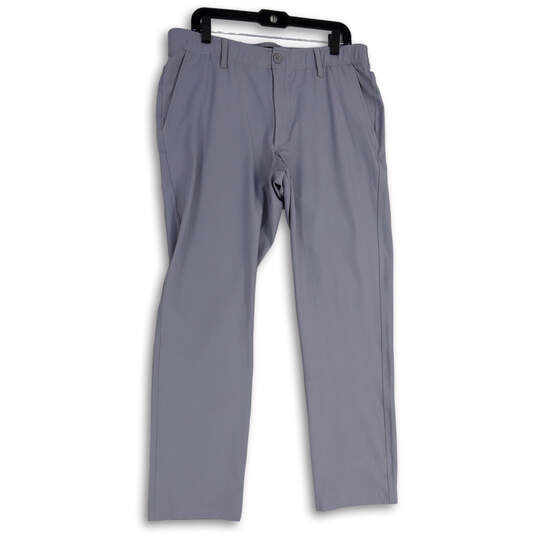 Mens Gray Flat Front Slash Pocket Straight Leg Chino Pants Size 36X32 image number 1