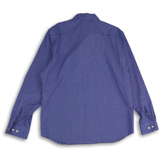 NWT Banana Republic Mens Blue Checked Collared Long Sleeve Button-Up Shirt Sz XL image number 2