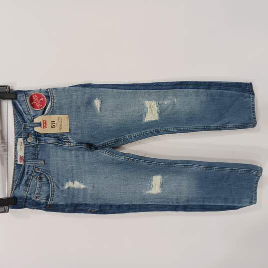 Boy's 511 Slim Distressed Blue Jeans Size 8R W 24 x L 22 image number 1
