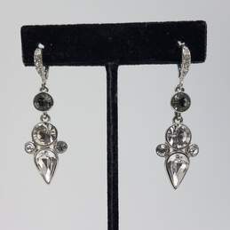 Givenchy Authentic Silver Tone Crystal Lever Back Dangle Earrings w/COA 10.6g