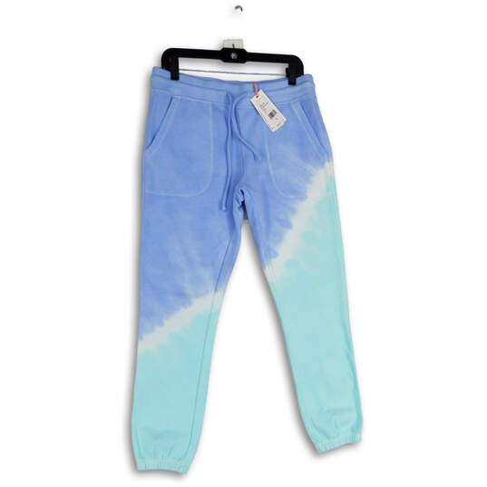NWT Womens Blue Tie-Dye Elastic Waist Tapered Leg Jogger Pants Size S image number 1