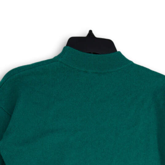 Womens Green Knitted Mock Neck Long Sleeve Pullover Sweater Size Medium image number 4
