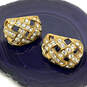 Designer Swarovski Gold-Tone Clear Rhinestone Fashionable Stud Earrings image number 1
