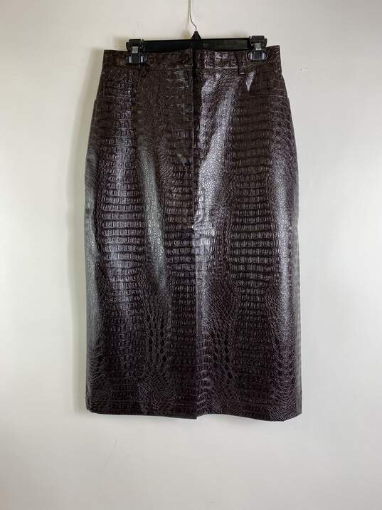 Top Shop Women Burgundy Red Snake Skin Faux Leather Skirt 8 NWT image number 2