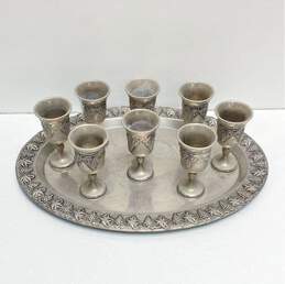 Studio Silver Smiths Vintage Set of 8 Kiddish Wine Cups and Tray