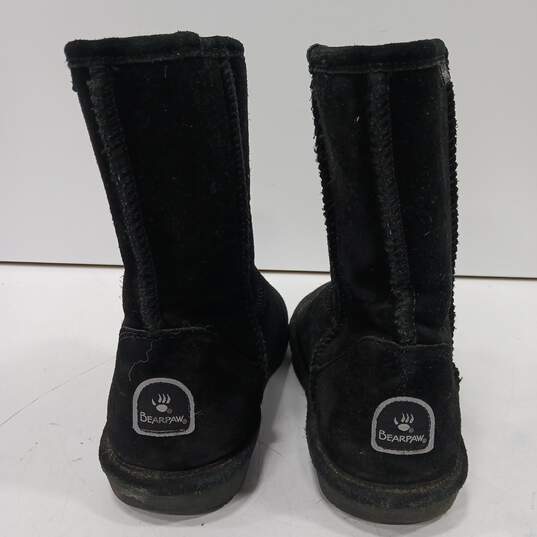 Womens Emma Short Black Suede Round Toe Pull On Mid Calf Winter Boots Size 8.5 image number 4