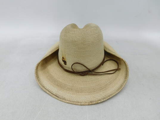 VTG Sun Body Hats Guatemala Handcrafted Palm Leaves Western Hat Gus Crease SZ 7 3/8 image number 1